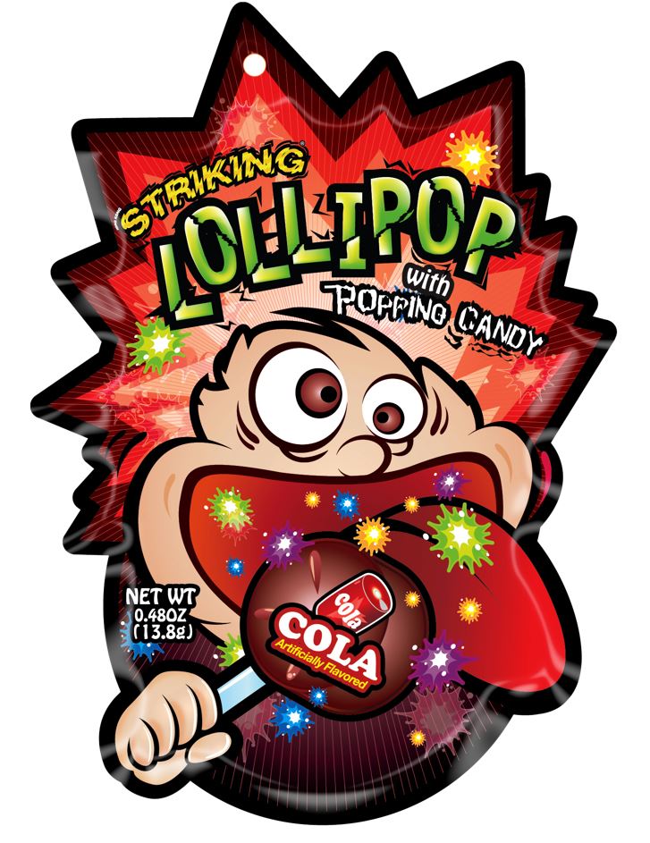 STRIKING Lollipop with popping candy